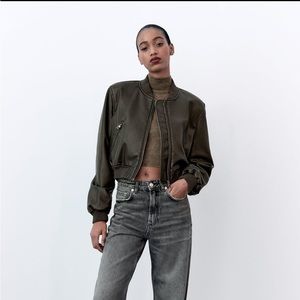 Zara bomber faux leather jacket